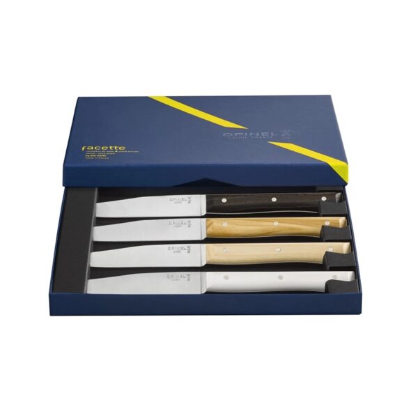 Caja 4 cuchillos Opinel de mesa con logo para Merchandising y Regalos Empresariales